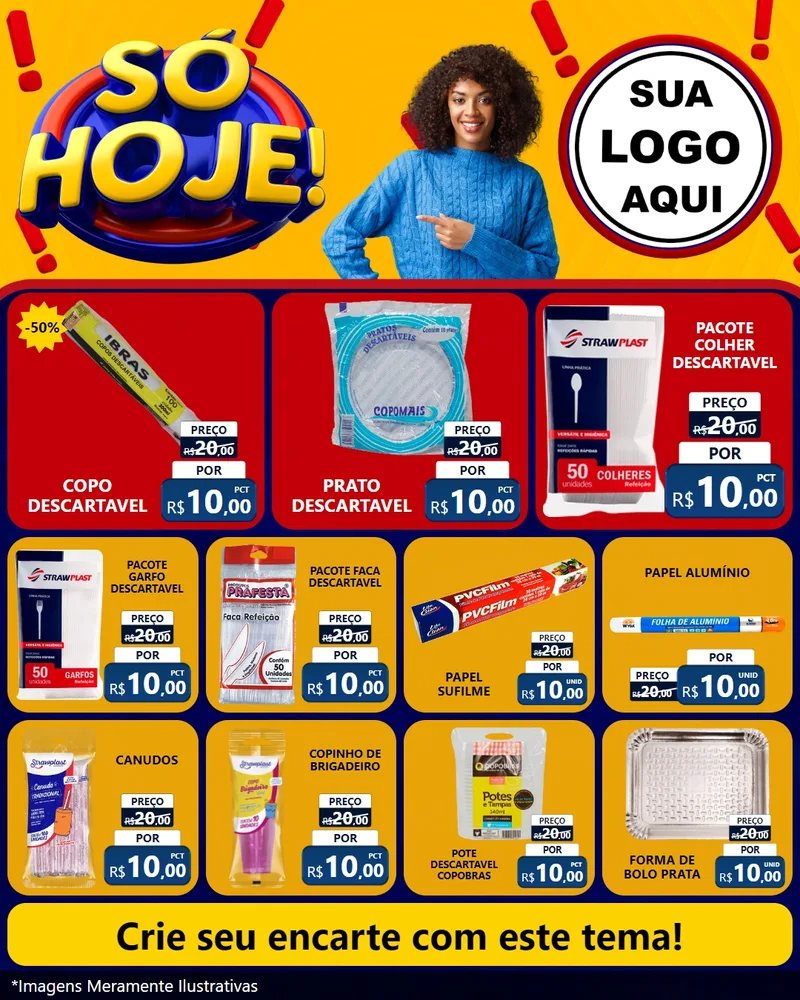 Modelo de Rede Social para Feed Instagram com o tema Só Hoje! para Embalagens