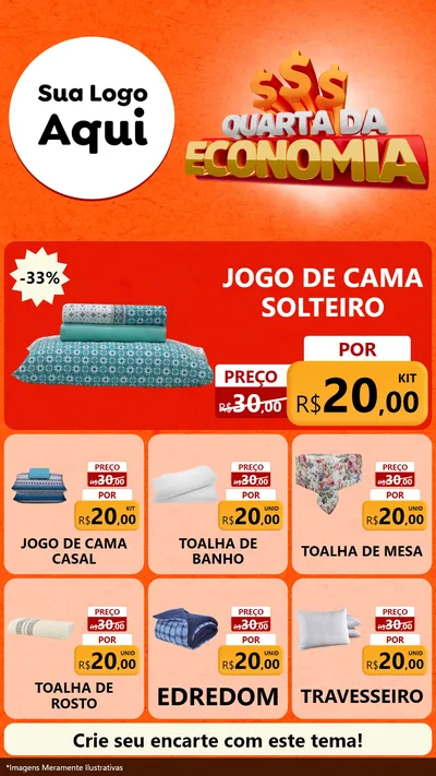 Modelo de Rede Social para Stories com o tema Quarta da Economia para Cama, Mesa e Banho