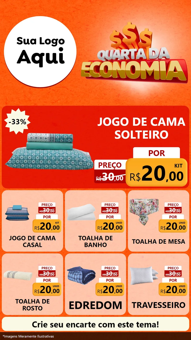 Modelo de Rede Social para Stories com o tema Quarta da Economia para Cama, Mesa e Banho