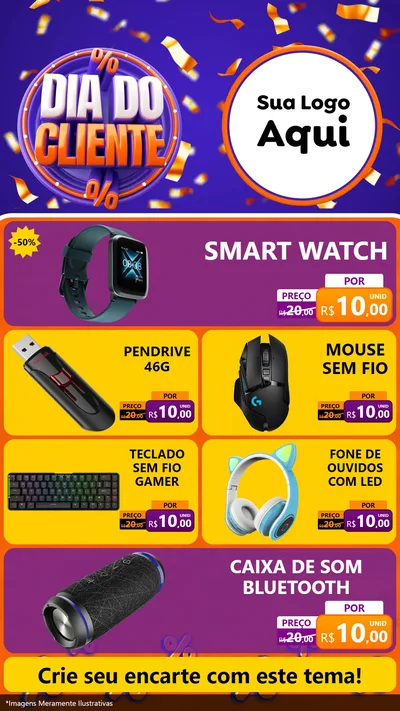 Modelo de TV para TV Vertical com o tema Dia do Cliente para Informática