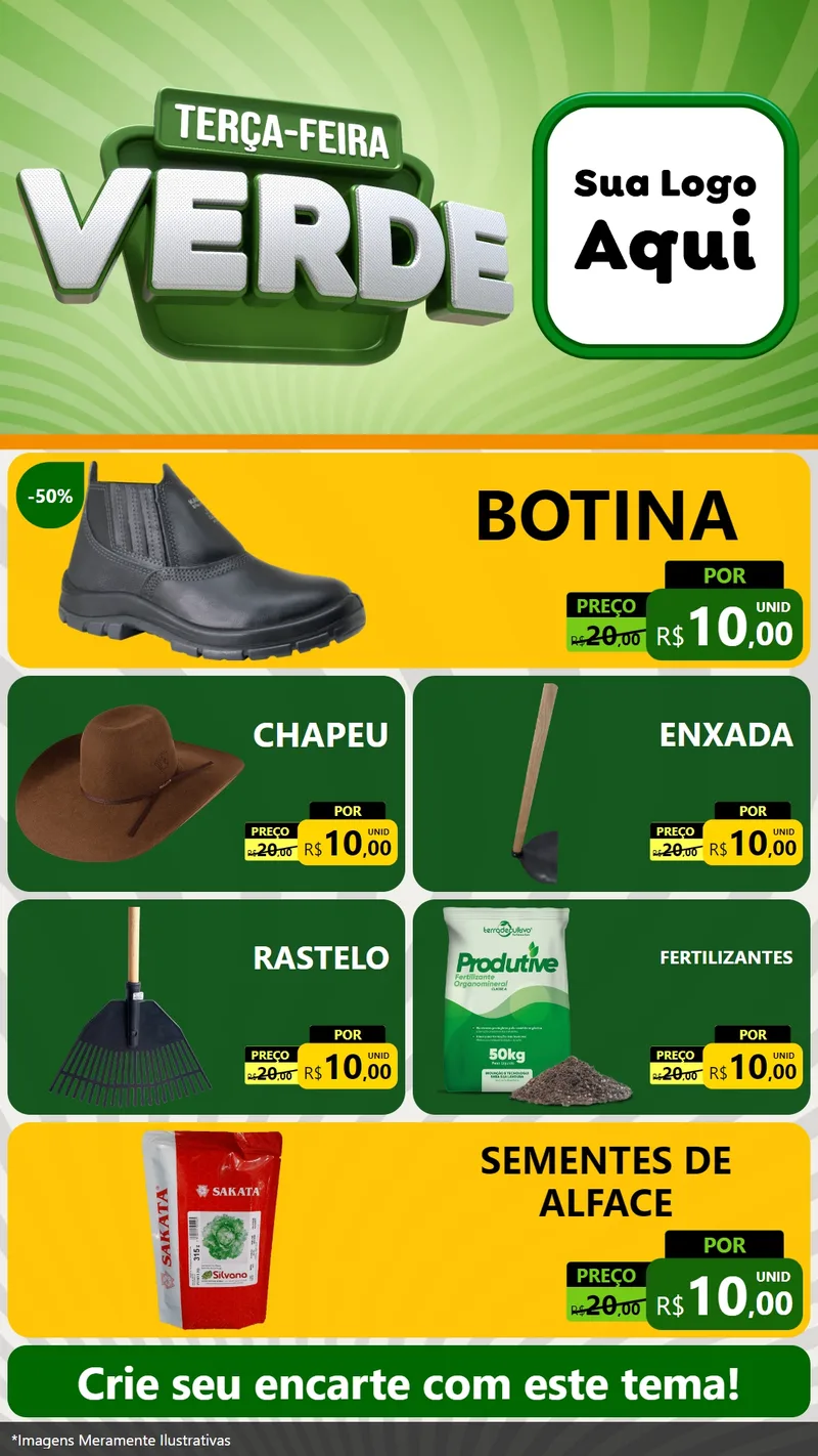 Modelo de TV para TV Vertical com o tema Terça - Feira Verde para Agropecuária