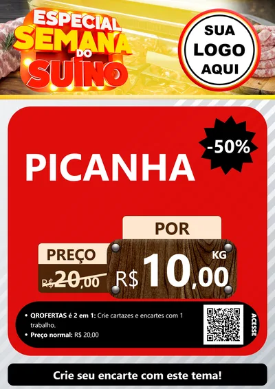Modelo de Cartaz para Cartaz A4 Vertical com o tema Especial Semana do Suíno para Açougue