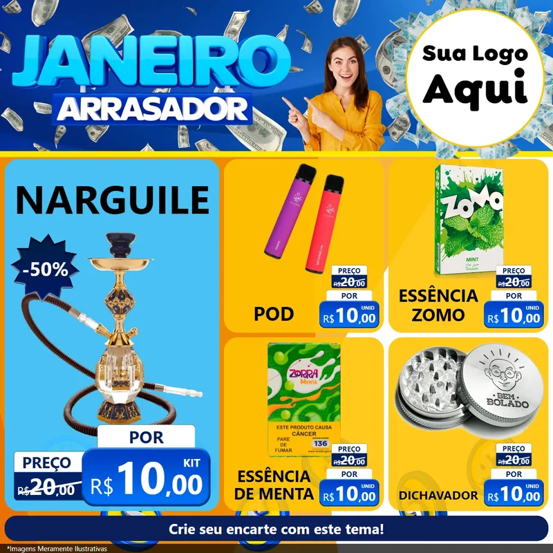Modelo de Rede Social para Feed Facebook com o tema Janeiro Arrasador para Tabacaria