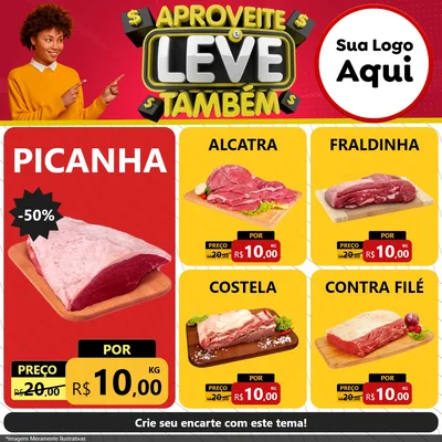 Modelo de Rede Social para Feed Facebook com o tema Aproveite e Leve Também para Açougue
