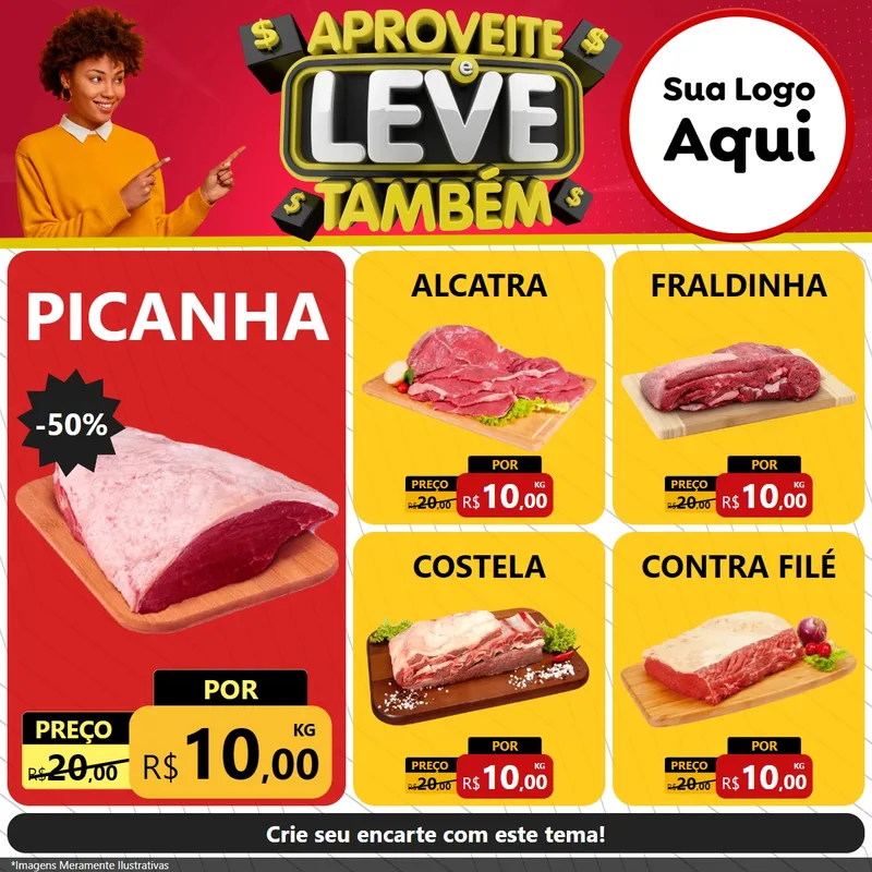 Modelo de Rede Social para Feed Facebook com o tema Aproveite e Leve Também para Açougue