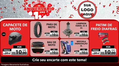 Modelo de TV para TV Horizontal com o tema Promoção de Aniversário - 1 Ano para Moto peças