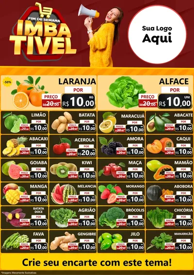 Modelo de Encarte para Encarte A4 Vertical com o tema Fim de Semana Imbatível para Hortifrúti