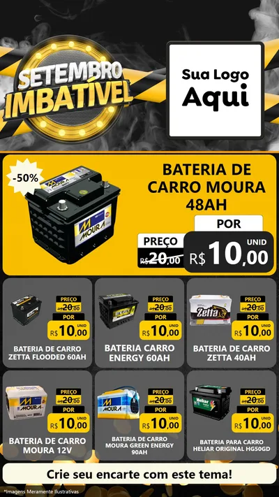 Modelo de Rede Social para Stories com o tema Setembro Imbatível para Baterias Elétricas