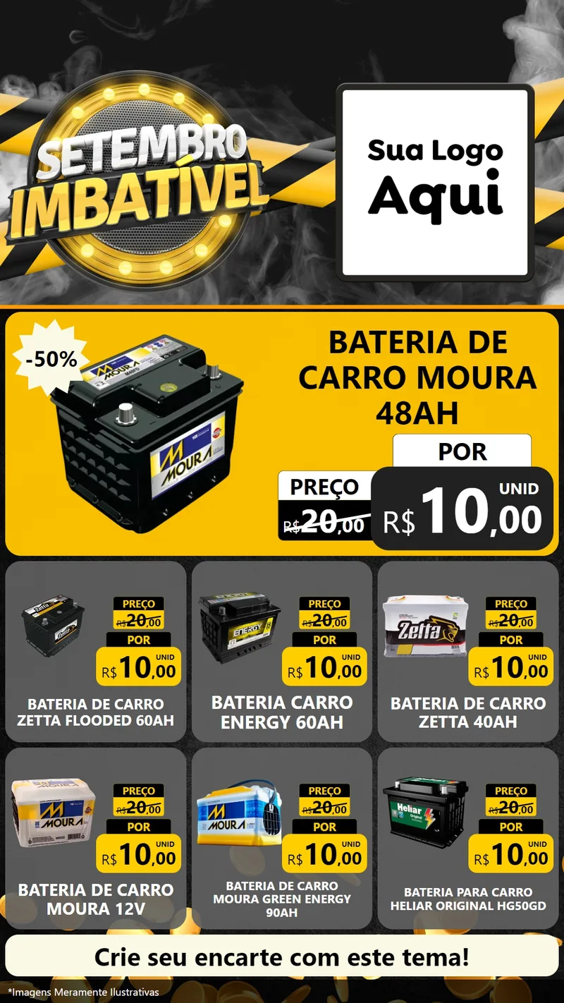 Modelo de Rede Social para Stories com o tema Setembro Imbatível para Baterias Elétricas