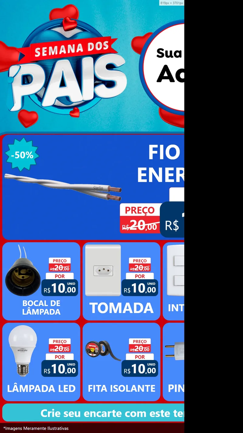 Modelo de Rede Social para Stories com o tema Semana Dos Pais para Materiais Elétricos