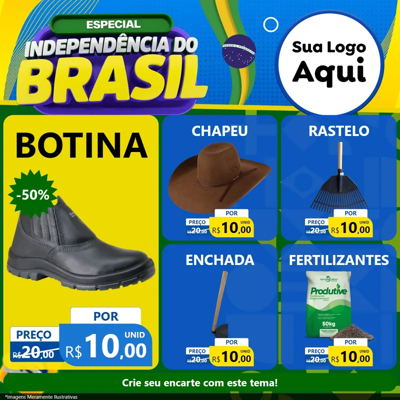 Modelo de Rede Social para Feed Facebook com o tema Especial Independência do Brasil para Agropecuária
