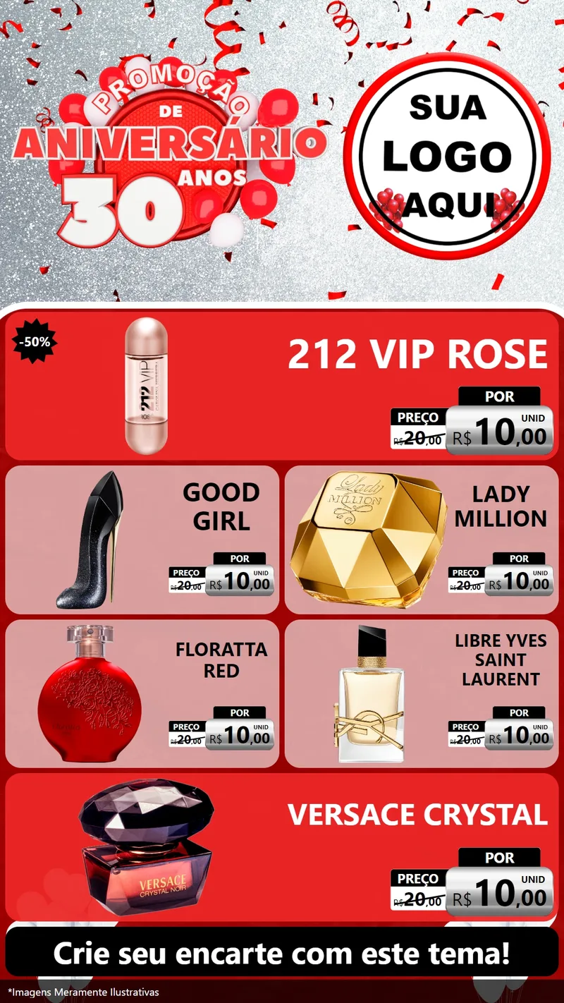 Modelo de TV para TV Vertical com o tema Promoção de Aniversário - 30 Anos para Perfumes