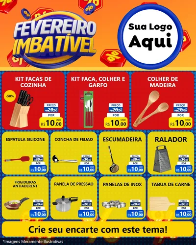 Modelo de Rede Social para Feed Instagram com o tema Fevereiro Imbatível para Utilidades Domésticas
