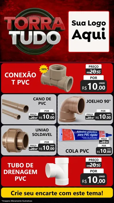 Modelo de TV para TV Vertical com o tema Torra Tudo para Tubos e conexões