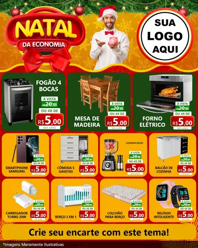 Modelo de Rede Social para Feed Instagram com o tema Natal da Economia para Móveis e Eletro
