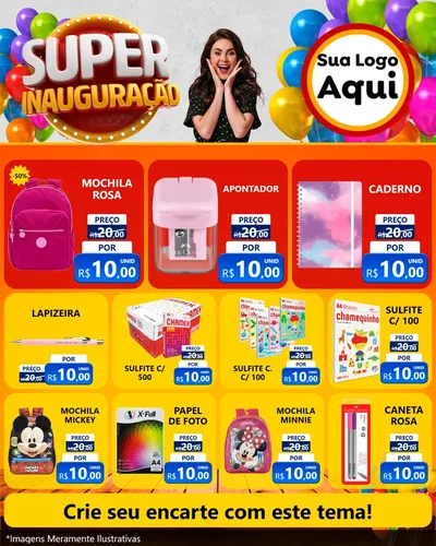Modelo de Rede Social para Feed Instagram com o tema Super Inauguração para Papelaria