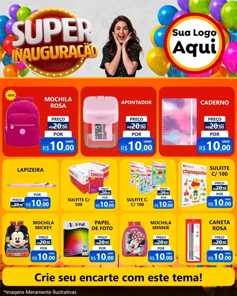 Modelo de Rede Social para Feed Instagram com o tema Super Inauguração para Papelaria