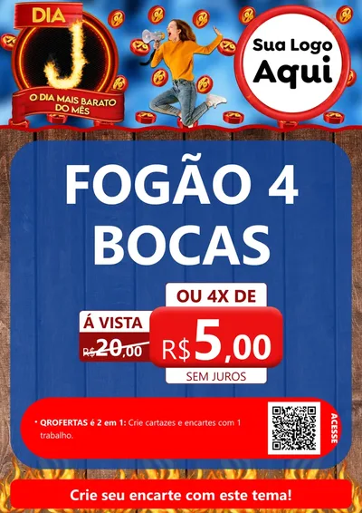 Modelo de Cartaz para Cartaz A4 Vertical com o tema Dia J - O Dia Mais Barato Do Mês para Móveis e Eletro