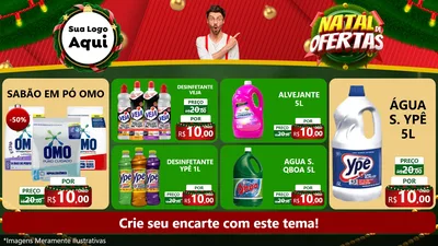Modelo de TV para TV Horizontal com o tema Natal de Ofertas para Produtos de Limpeza