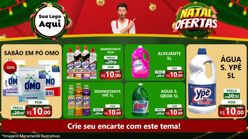 Modelo de TV para TV Horizontal com o tema Natal de Ofertas para Produtos de Limpeza