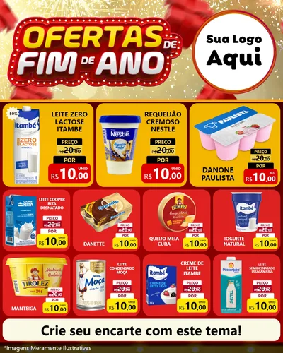 Modelo de Rede Social para Feed Instagram com o tema Ofertas de Fim de Ano para Frios e Laticínios