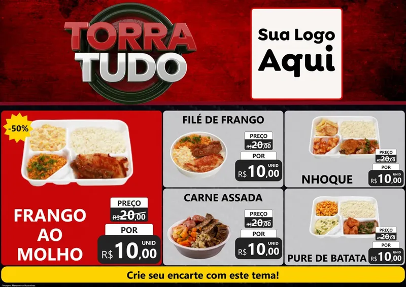 Modelo de Encarte para Encarte A4 Horizontal com o tema Torra Tudo para Restaurante