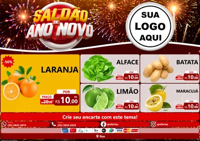 Modelo de Encarte para Encarte A4 Horizontal com o tema Saldão de Ano Novo para Hortifrúti