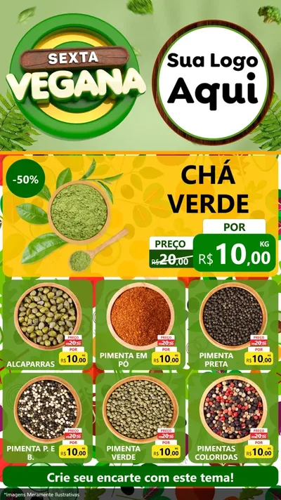Modelo de Rede Social para Stories com o tema Sexta Vegana para Produtos Naturais