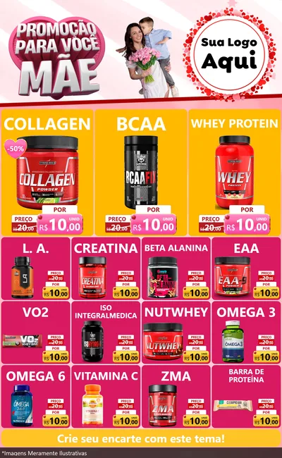 Modelo de Encarte para Encarte Grande com o tema Promoção Para Você Mãe para Suplementos alimentares