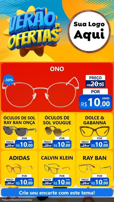 Modelo de Rede Social para Stories com o tema Verão de Ofertas para Óticas
