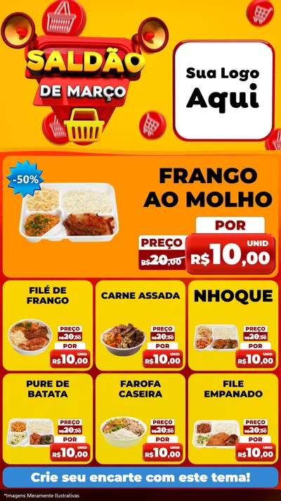 Modelo de Rede Social para Stories com o tema Saldão de Março para Restaurante