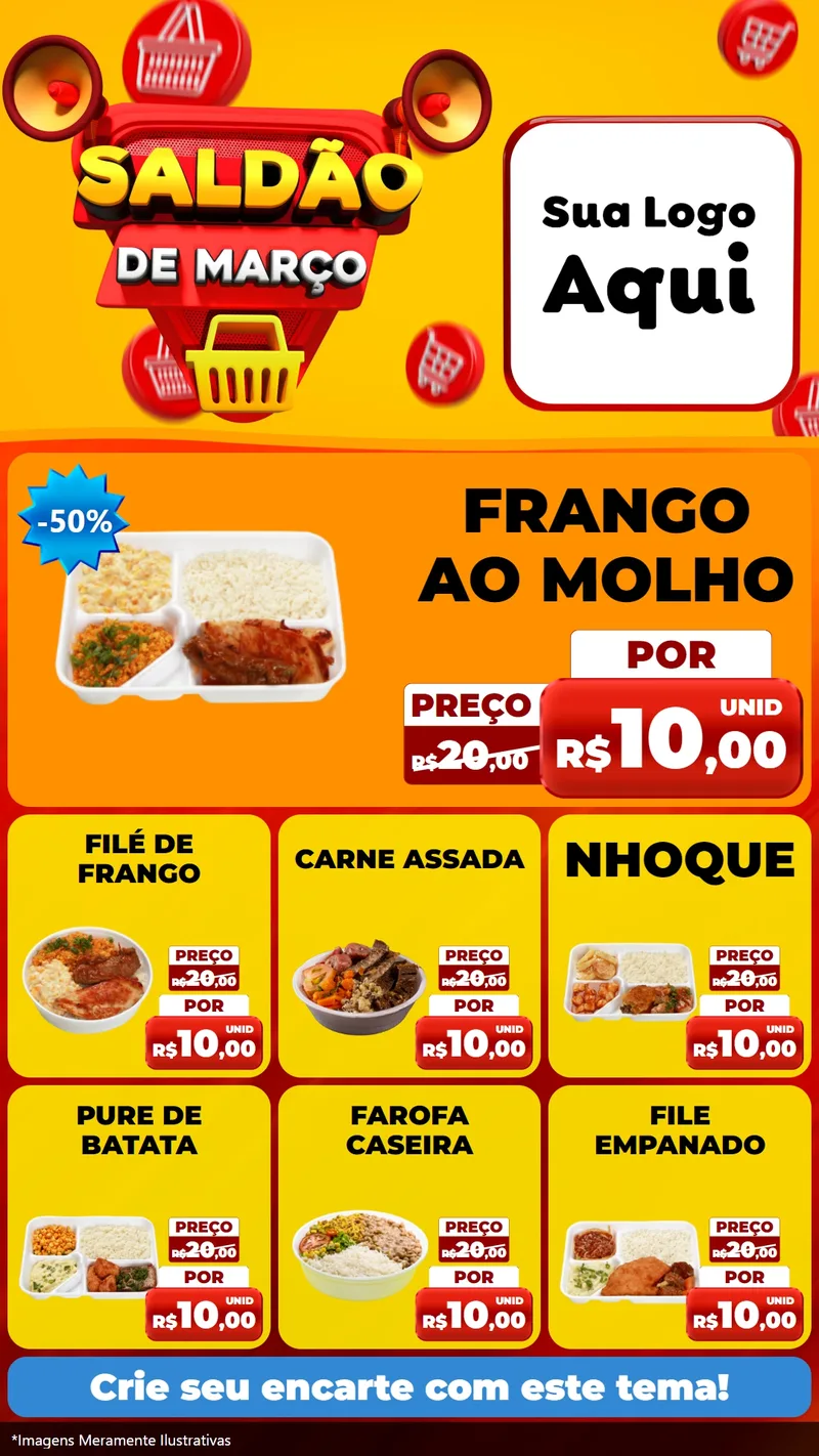 Modelo de Rede Social para Stories com o tema Saldão de Março para Restaurante
