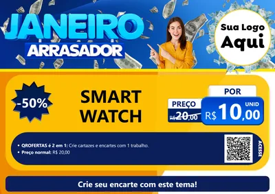 Modelo de Cartaz para Cartaz A4 Horizontal com o tema Janeiro Arrasador para Informática