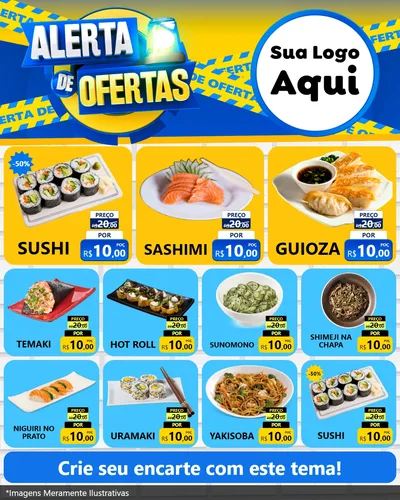 Modelo de Rede Social para Feed Instagram com o tema Alerta de Ofertas para Comida japonesa