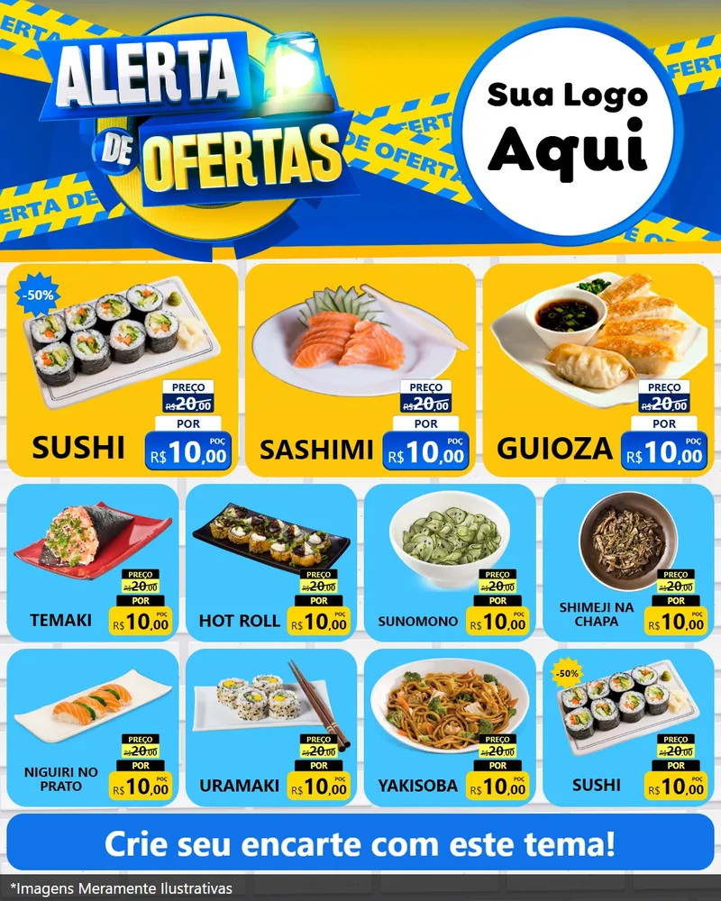 Modelo de Rede Social para Feed Instagram com o tema Alerta de Ofertas para Comida japonesa