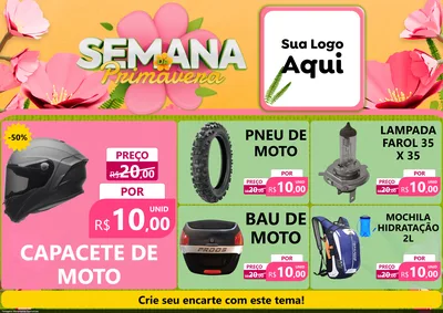 Modelo de Encarte para Encarte A4 Horizontal com o tema Semana da Primavera para Moto peças