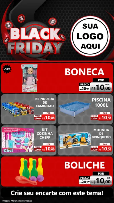 Modelo de TV para TV Vertical com o tema Black Friday para Brinquedos