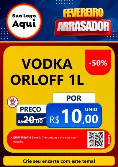 Modelo de Cartaz para Cartaz A4 Vertical com o tema Fevereiro Arrasador para Distribuidora de bebidas