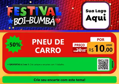 Modelo de Cartaz para Cartaz A4 Horizontal com o tema Festival Boi-Bumbá para Auto peças