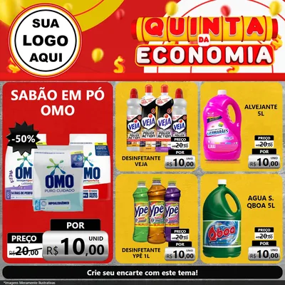 Modelo de Rede Social para Feed Facebook com o tema Quinta da Economia para Produtos de Limpeza