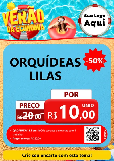 Modelo de Cartaz para Cartaz A4 Vertical com o tema Verão da Economia para Floricultura e jardim
