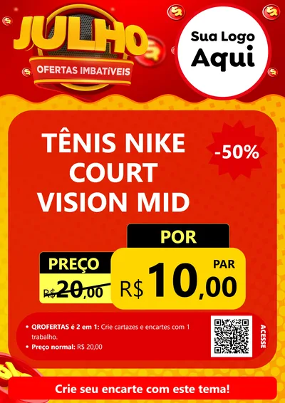 Modelo de Cartaz para Cartaz A4 Vertical com o tema Julho Ofertas Imbatíveis para Calçados