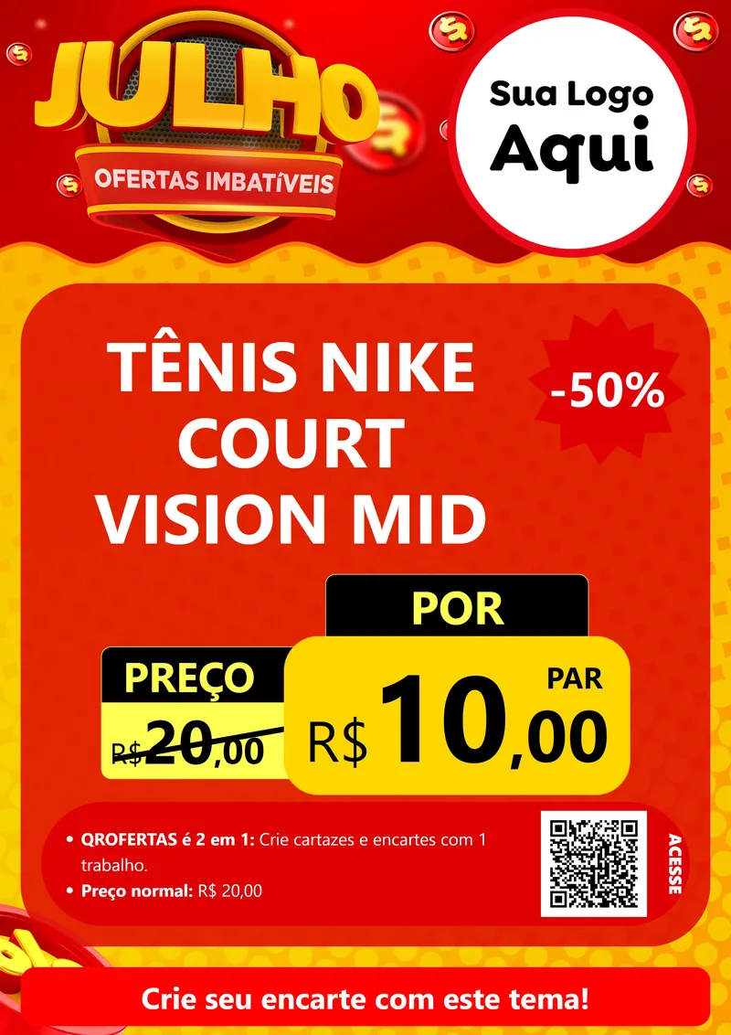 Modelo de Cartaz para Cartaz A4 Vertical com o tema Julho Ofertas Imbatíveis para Calçados