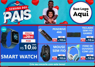Modelo de Encarte para Encarte A4 Horizontal com o tema Semana Dos Pais para Informática