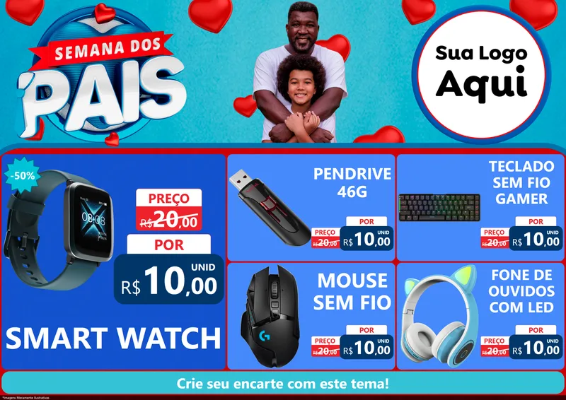 Modelo de Encarte para Encarte A4 Horizontal com o tema Semana Dos Pais para Informática