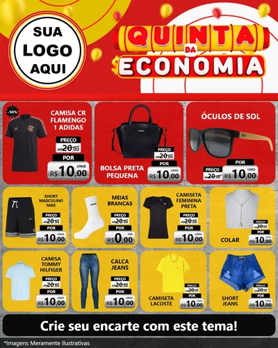 Modelo de Rede Social para Feed Instagram com o tema Quinta da Economia para Roupas e acessórios