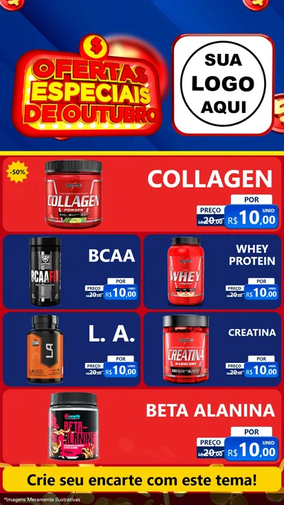 Modelo de TV para TV Vertical com o tema Ofertas Especiais de Outubro para Suplementos alimentares