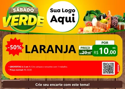Modelo de Cartaz para Cartaz A4 Horizontal com o tema Sábado Verde para Hortifrúti