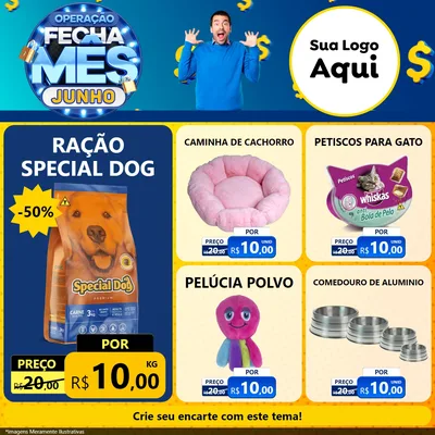 Modelo de Rede Social para Feed Facebook com o tema Operação Fecha Mês, Junho para Pet Shop