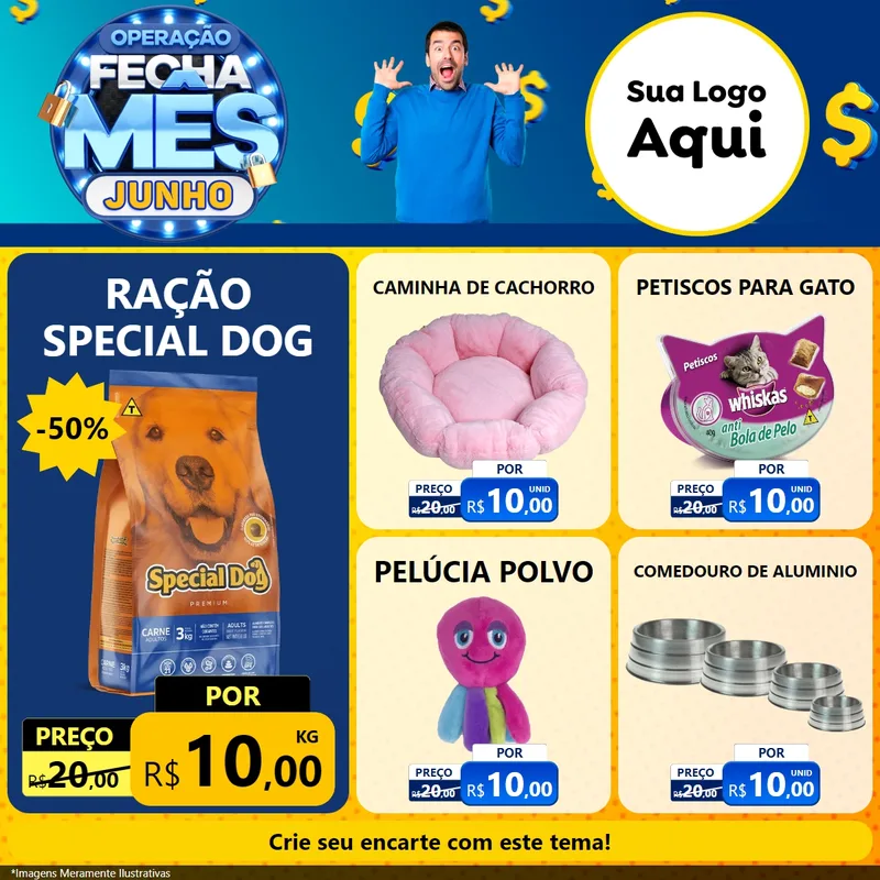 Modelo de Rede Social para Feed Facebook com o tema Operação Fecha Mês, Junho para Pet Shop